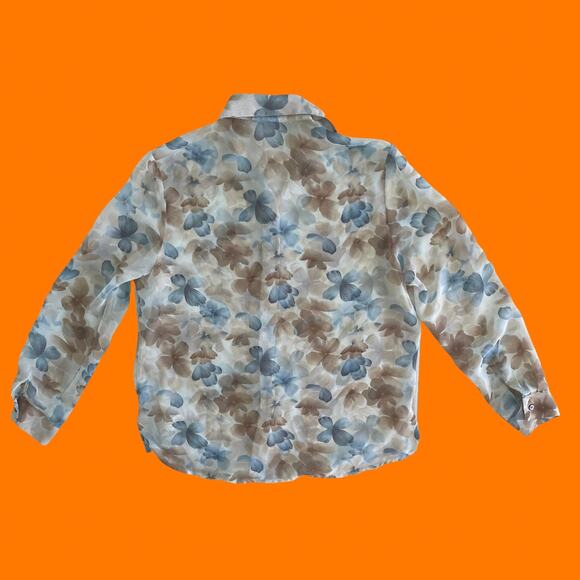 90's vintage chiffon floral collared button up blouse MEDIUM - Picture 3 of 7